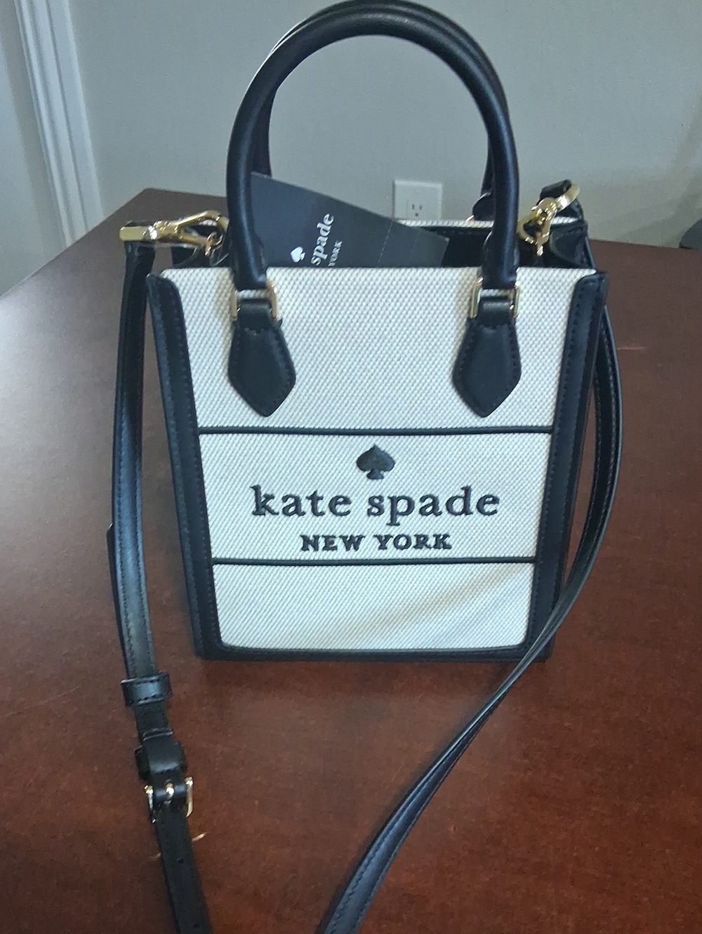 kate spade Black & Cream Canvas Mini Satchel